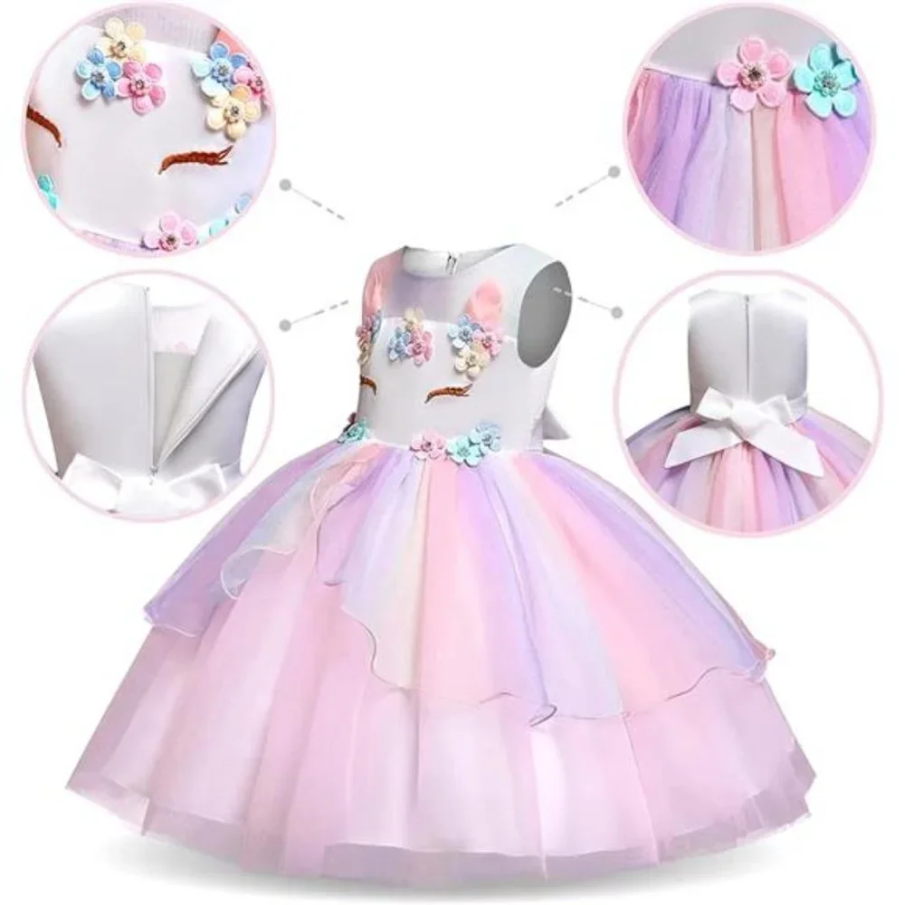 5Pcs, Little Girls Unicorn Princess Dress Up Clothes Jewelry and Headband Set